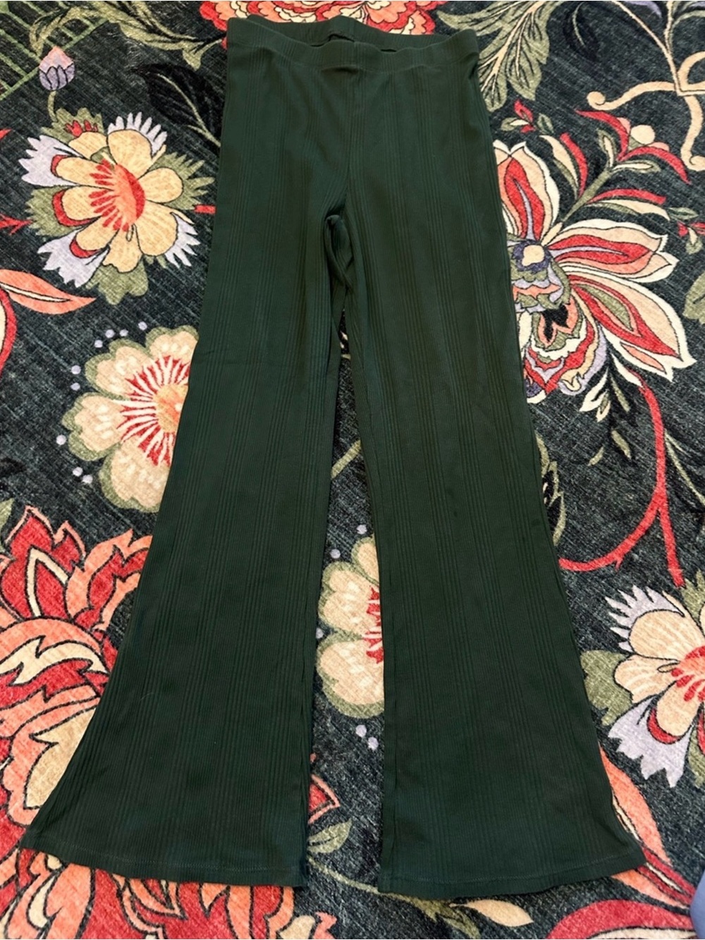 Aerie Dark Green Ribbed Flared Leggings - Women's
